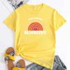 Summer YOU ARE MY SUNSHINE Rainbow Printed Cotton Loose Round Neck Women's Short Sleeved T-Shirts Women’s