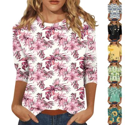 Damen 3/4-Ärmel Shirts Grafik-T-Shirts Shirts Lässige Basic-Tops Pullover