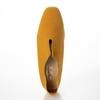 IK Plus V-Cut Plain Babouche Flat Loafers, Size 155, Women's, Mustard Suede, Size 22.0 cm, 2E