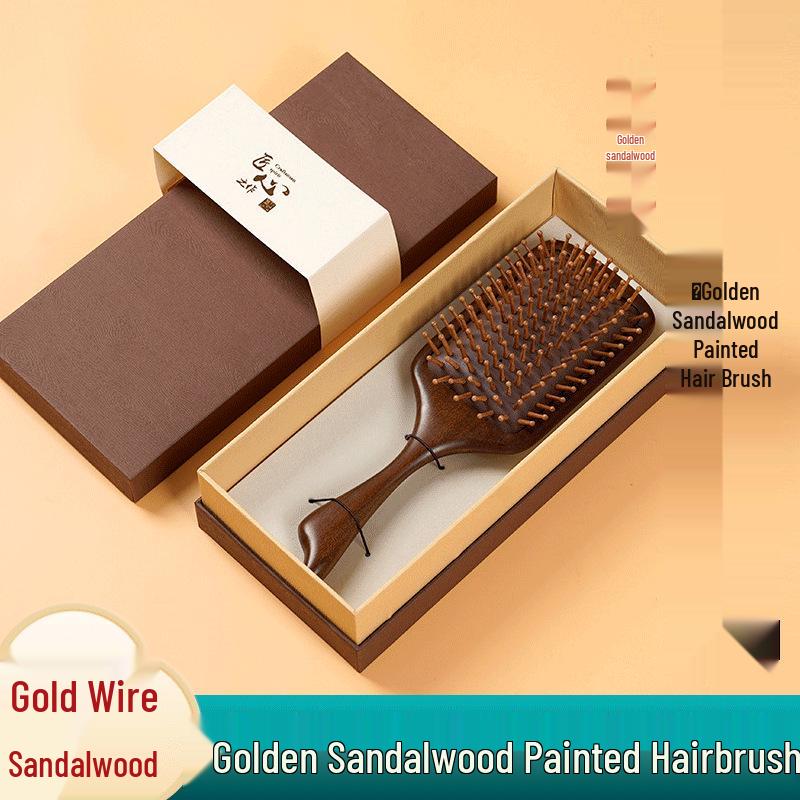 

Elegant Gold Sandalwood Swallowtail Massage Airbag Brush for Ladies