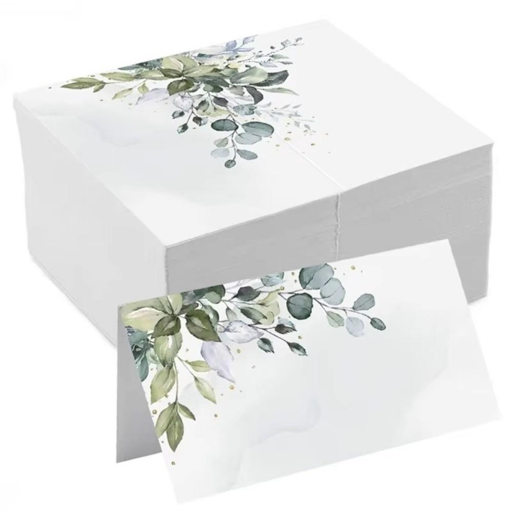 100pcs Blank Table Place Cards Flowers Plants Printed Food Table Setting Seating Place Cards Paper Greeting Card