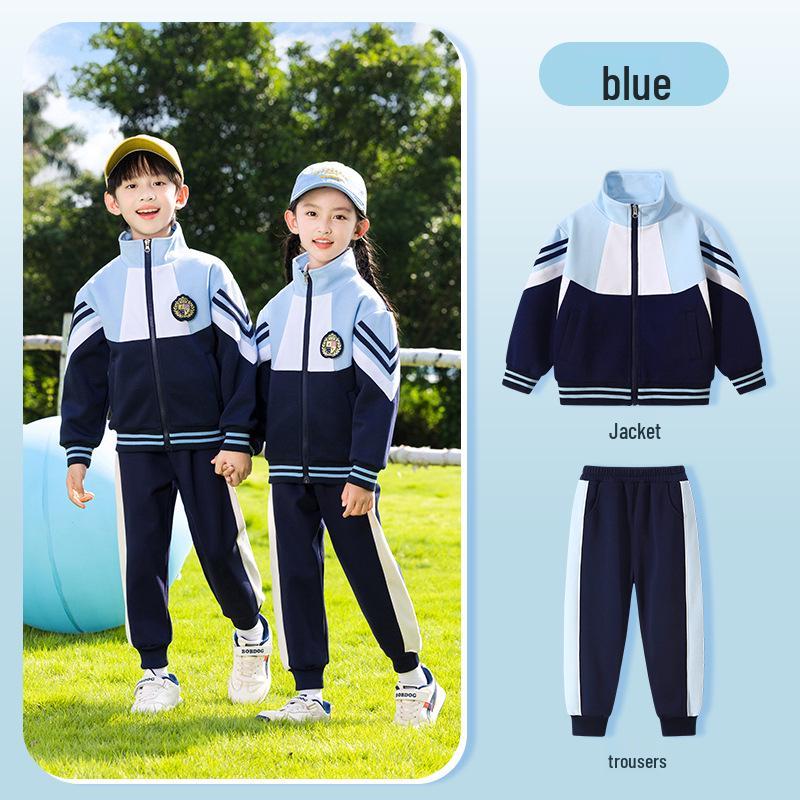 Spring & Autumn Primary School Uniform Set: Kindergarten to College Style 3-Piece Class & Sports Attire for Kids