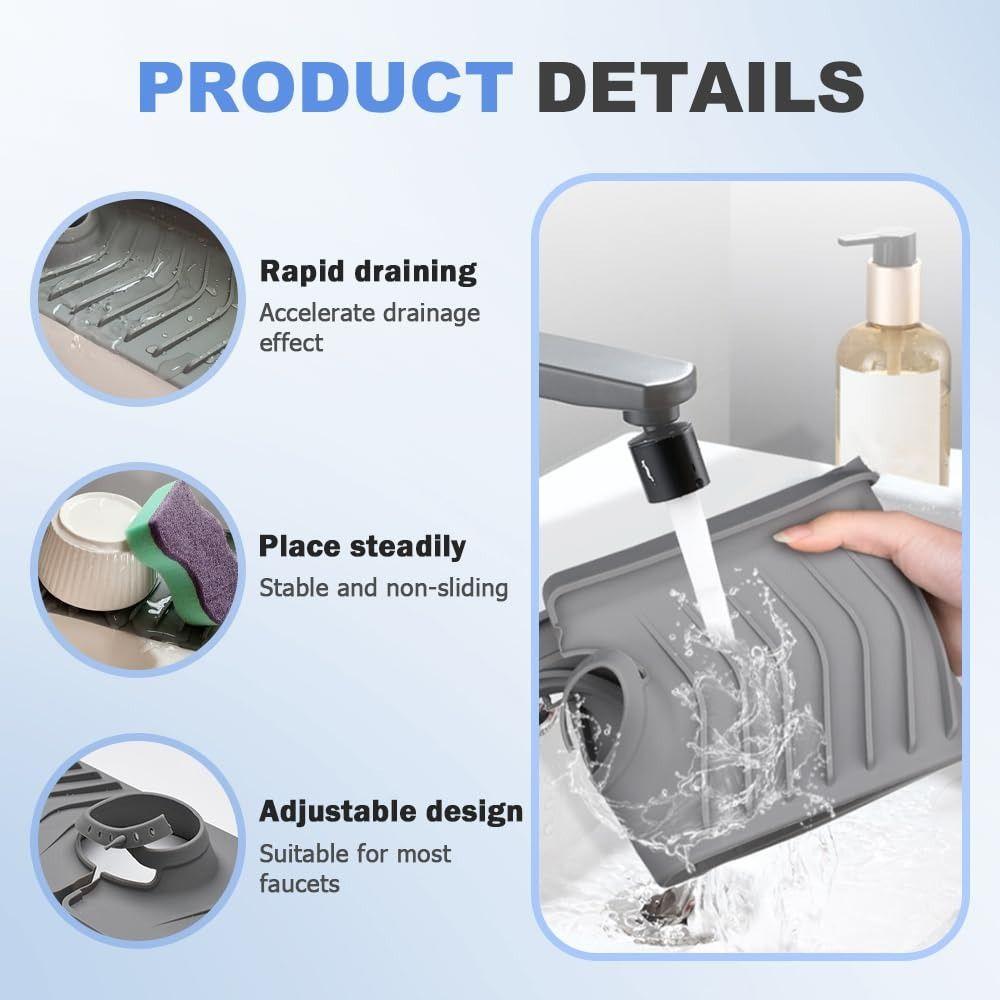 Quick Dry Faucet Splash Catcher Fast Drainage Countertop Protector Drain Rack Sink Area