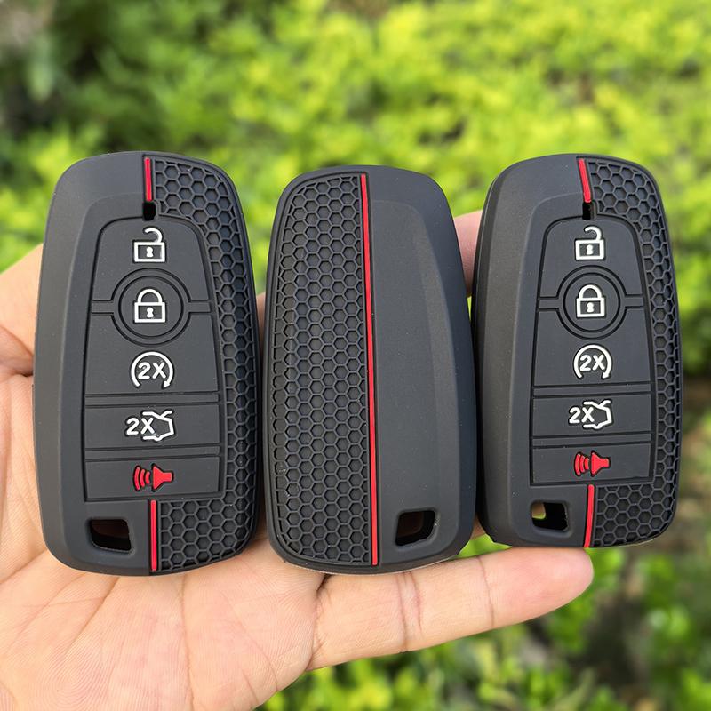 Silicone Car Remote Key Case For Ford Fusion Mustang F-150 F-250 F-350 F-450 F-550 Bronco 2018 - 2024 Cover Keyless Fob Shell