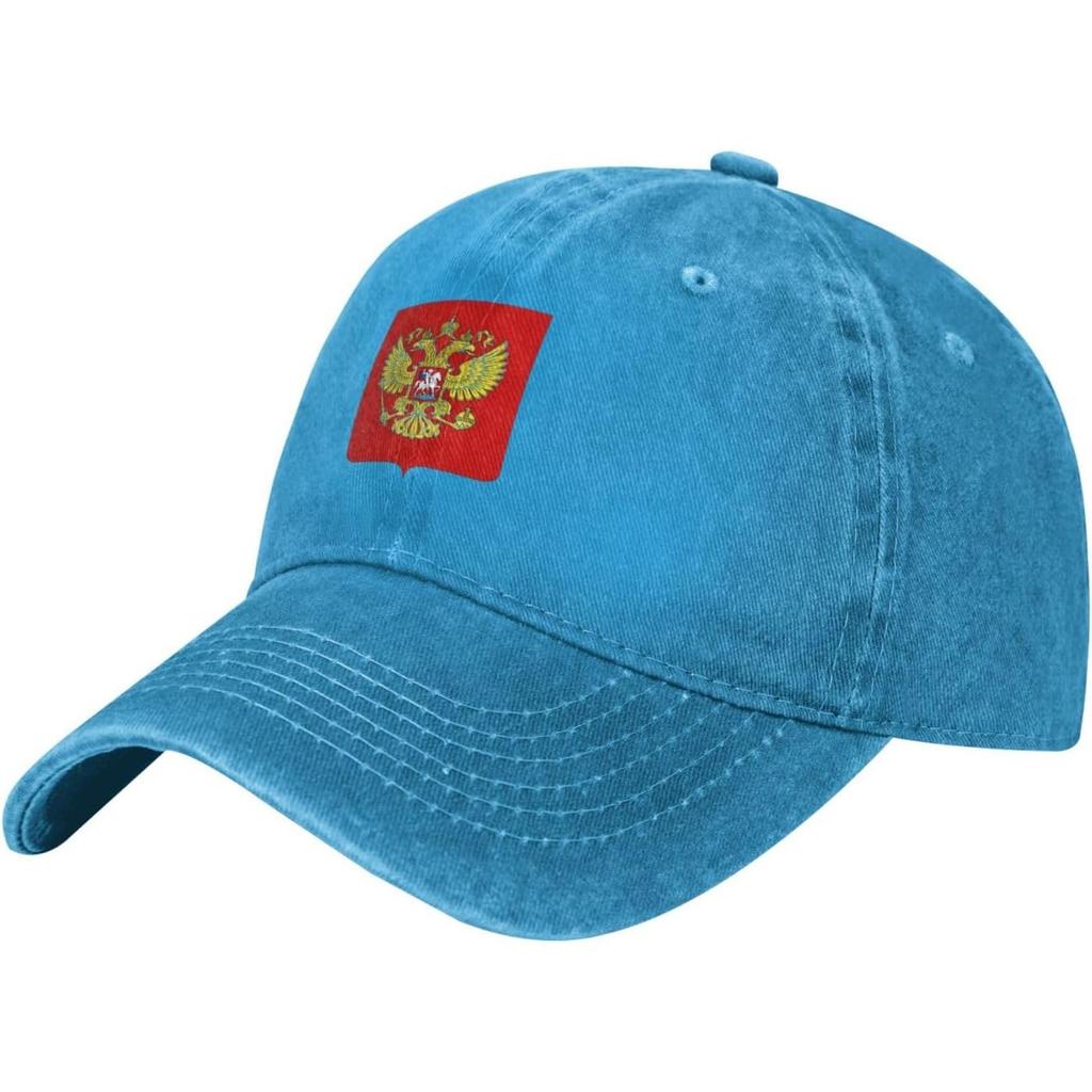 Russia Emblem Baseball Cap Washed Cotton Low Profile Adjustable Sun Hat for Unisex