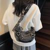 Retro Denim Crossbody Bag American Style Casual Tote Bag Fashion Underarm Bag  Lady