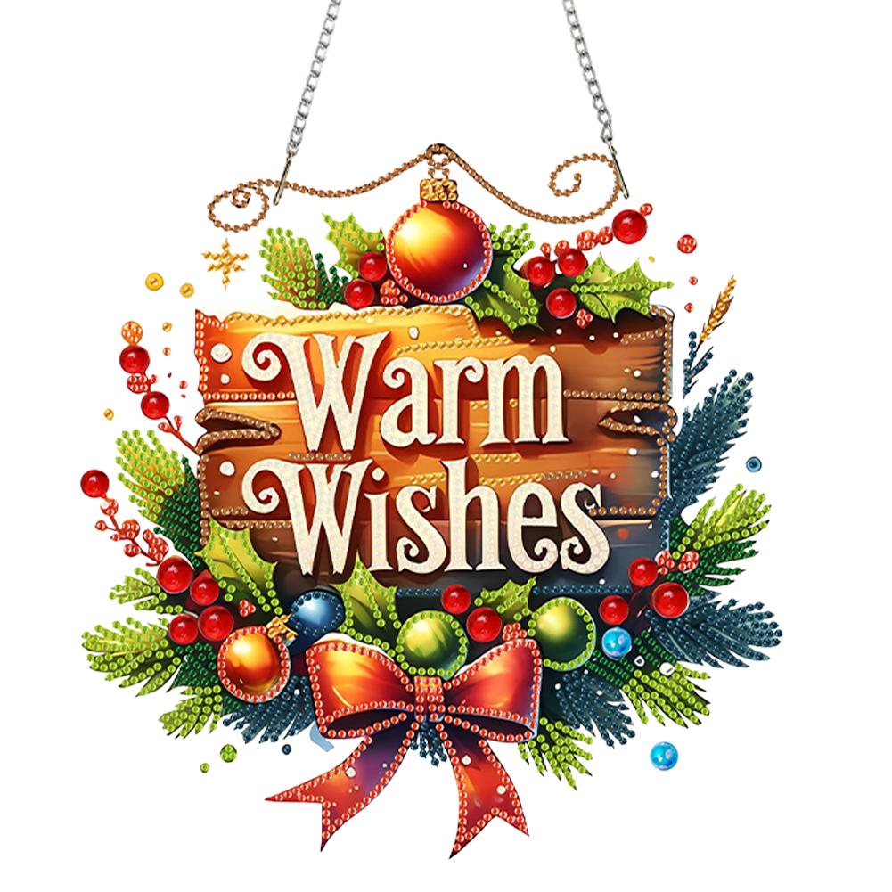 Christmas Theme 2D Flat DIY Hanging Diamond Art Kits Diamond Painting Set Diamond Art Pendant Window Hanging Art for Home Decor