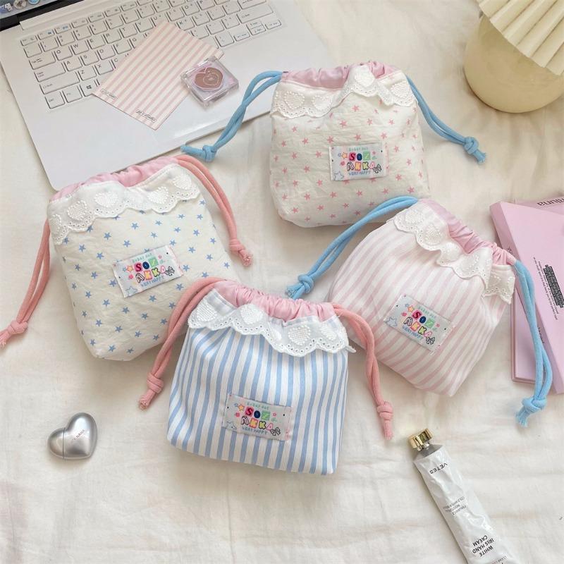 58151 Cute lace drawstring bundle storage bag Cosmetics sub-packaging bag Travel wash storage bag