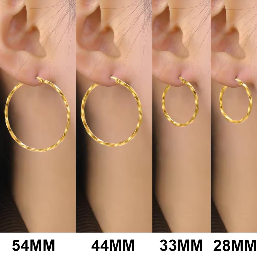 Cazador Geometric Hoop Earrings Women 28-54MM Real Gold Plated Stainless Steel Earrings Trend 2026 Jewelry Party Birthday Gift
