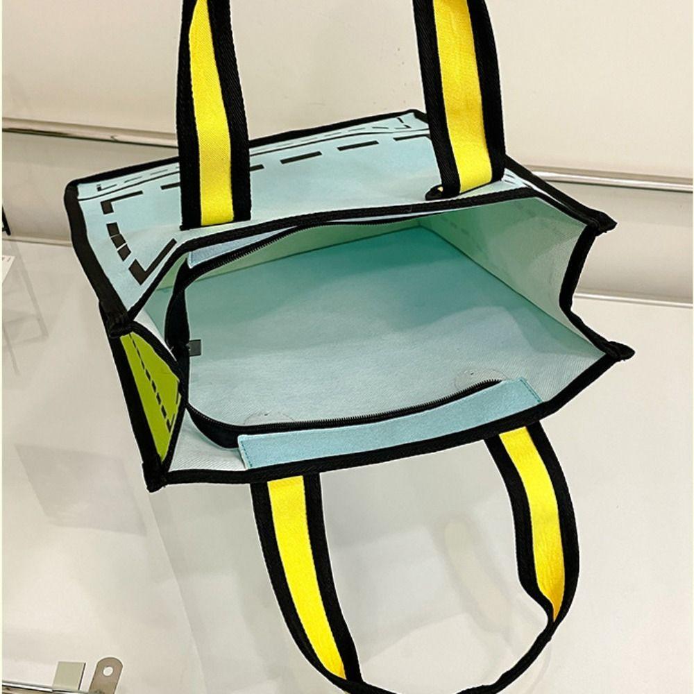 Canvas Comic Shoulder Bag Cartoon Graffiti Messenger Bag Simple 2D Anime Tote Bag  School