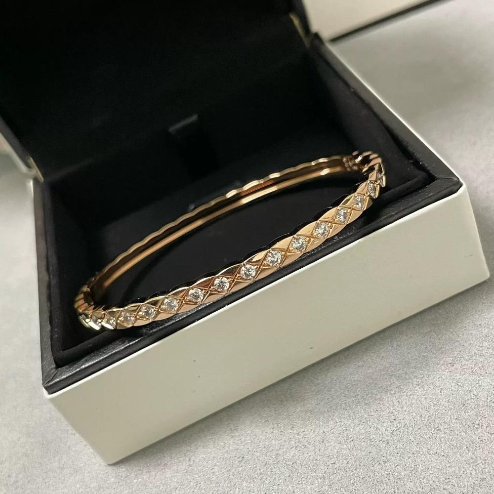 Elegant Diamond Grid Couple Bracelet for Women Simple and Versatile Fashion Jewelry