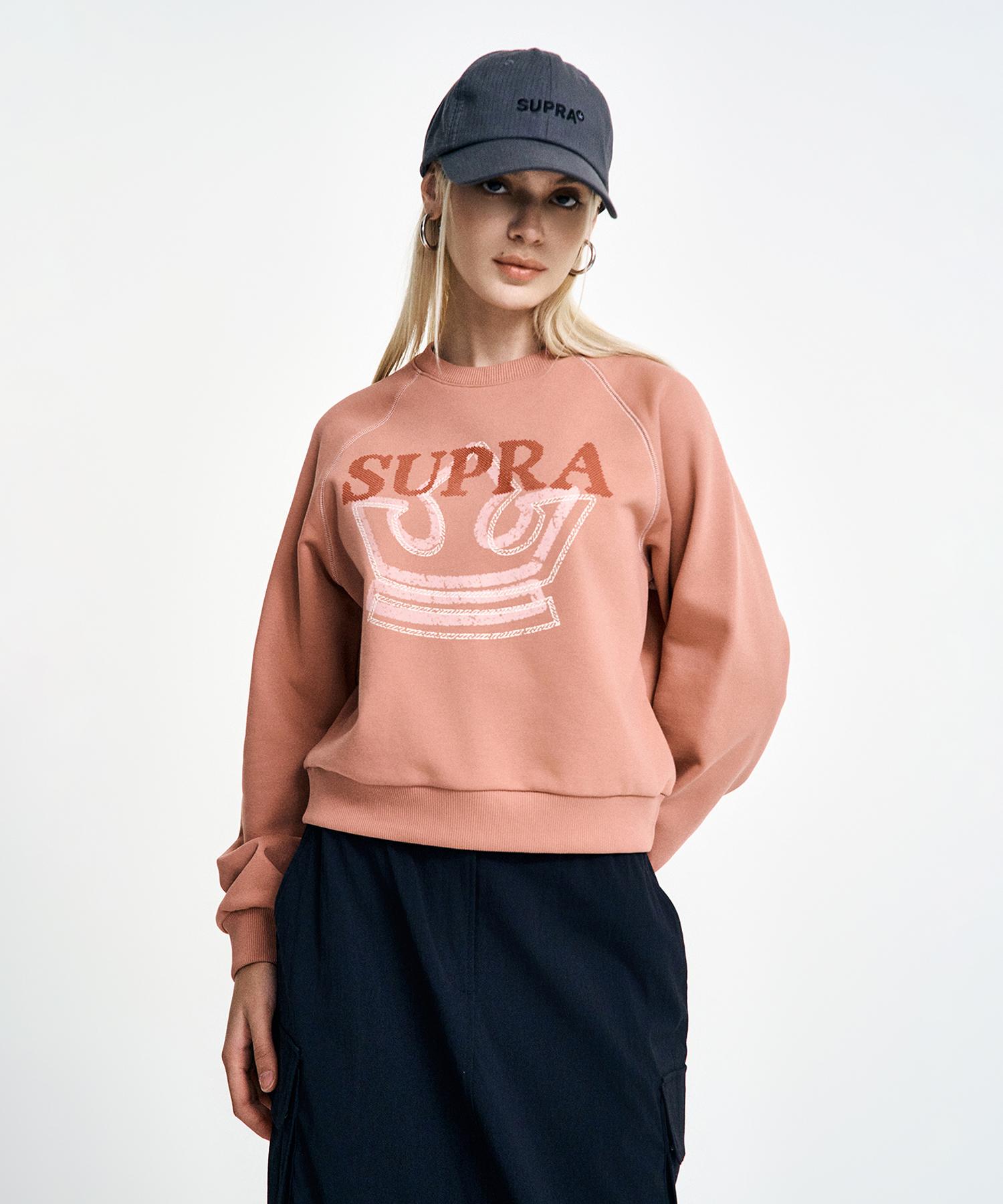 Женская укороченная толстовка Supra с принтом Crown (розовый) Bks/S
