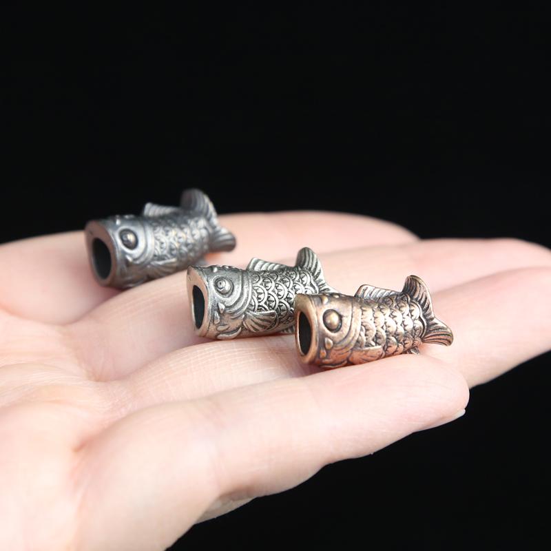 Koinobori Brass Knife Beads Carp Koi Fish EDC Outdoor DIY Paracord Woven Lanyard Pendants Umbrella Rope Bracelets Accessories