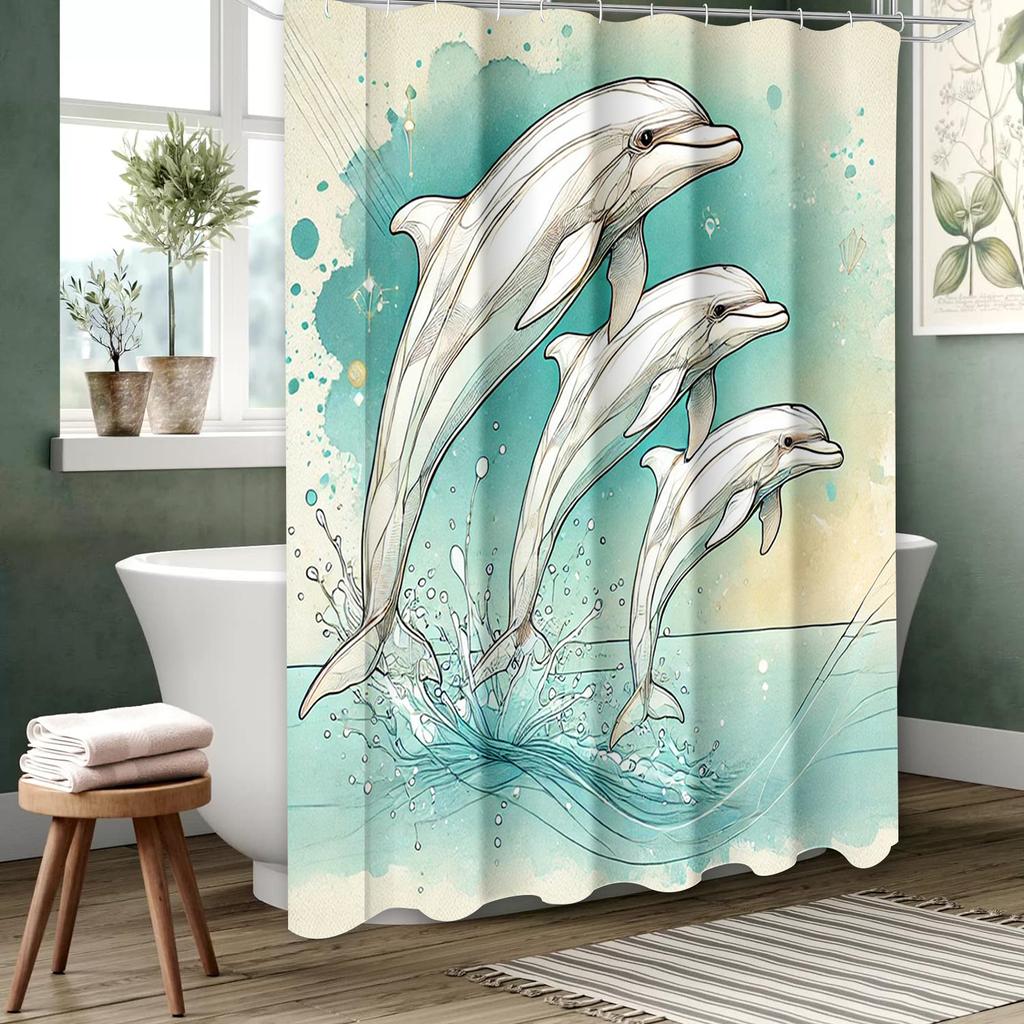 Želva Velryba chobotnice Koupelnový závěs Koupelnová písmena Sprchový závěs Vodotěsný S 12 háčky Ryby Domácí dekorace Doprava zdarma