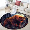 Golden Bear Round Area Rug,Carpet Rug for Living Room Bedroom Sofa Playroom Decor,Non-slip Floor Mat