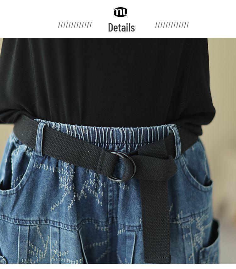 Shorts in Denim a Gamba Larga da Donna Taglie Forti, Stile Estivo - Pantaloncini a Gonna a Cinque Punti Vestibilità Larga