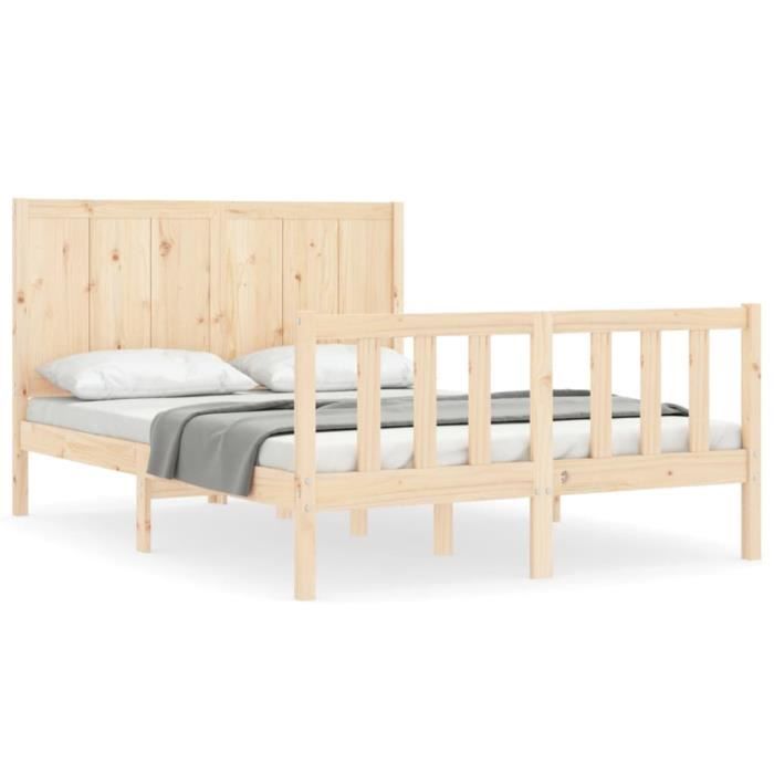VidaXL Bed Frame with Headboard 120x200 Cm Solid Wood 3192616