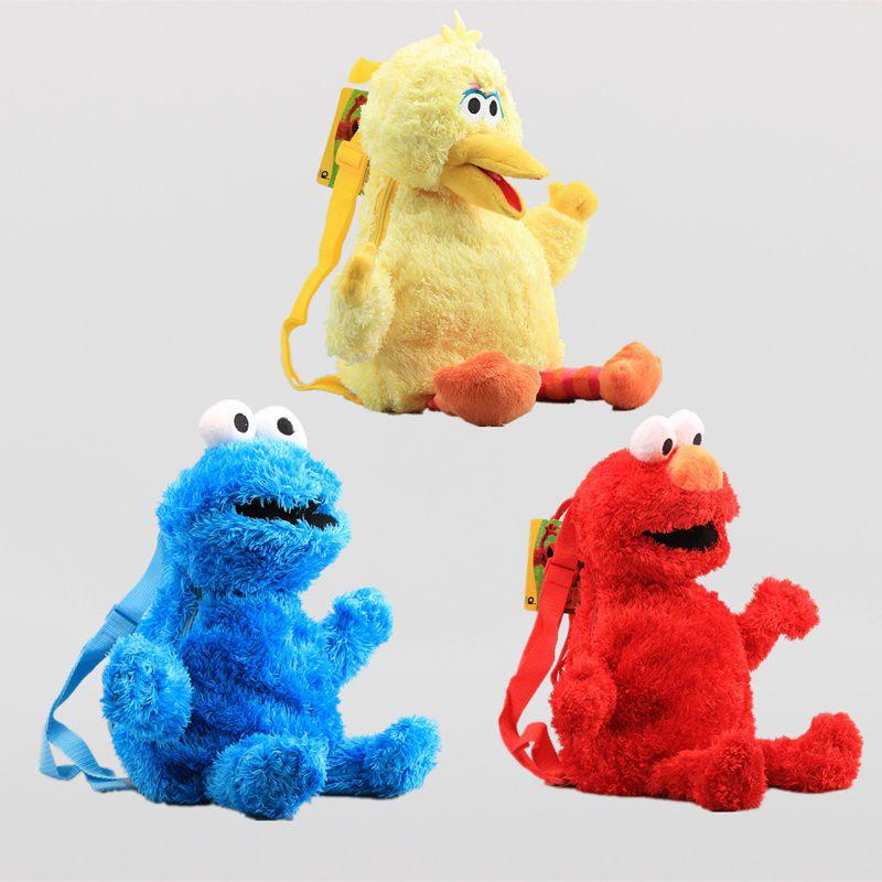 Entzückender Sesamstraßen Plüschrucksack mit Elmo, Krümelmonster und Bibo Design