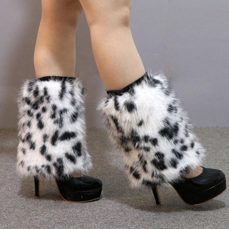 Elegant Soft Furry Leg Warmers Winter Accessory for Women Thermal Warm Fuzzy Plush Boot Cuffs Covers Leg Gaiters Socks