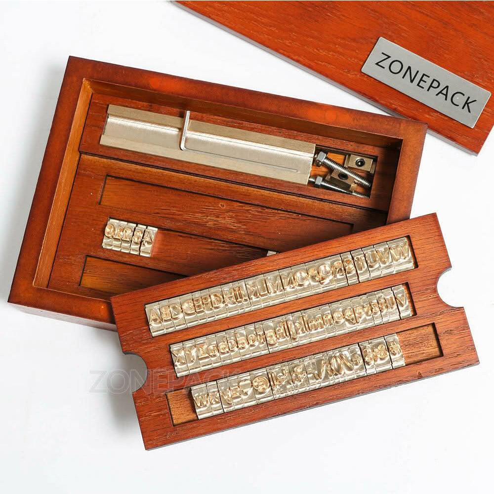 ZONESUN Brass Letter 6mm Hot Foil Stamping Letters Mold Set with Wood Box Time New Roman