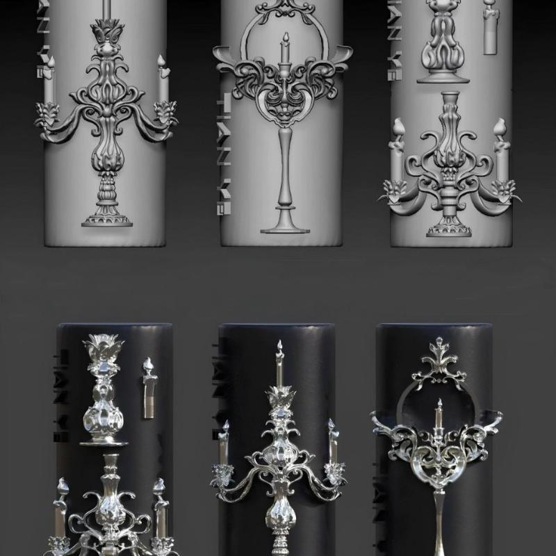 Cute Pig 3D Silicone Nail Mold Retro Flower Vase Chinese Style Candle Holder Transparent Nail Templates Diy Manicure Design Tool