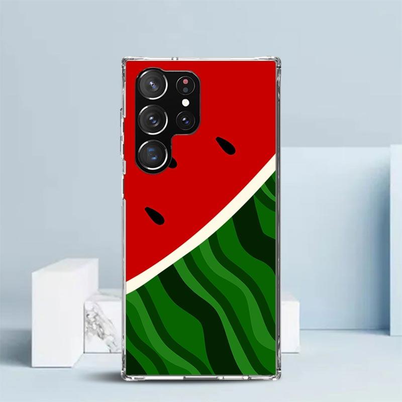 Watermelon Summer Fruit Phone Case For Samsung Galaxy S24 S25 Edge S26 Ultra S22 S23 Plus S21 + S20 FE Soft TPU Back Cover Galax