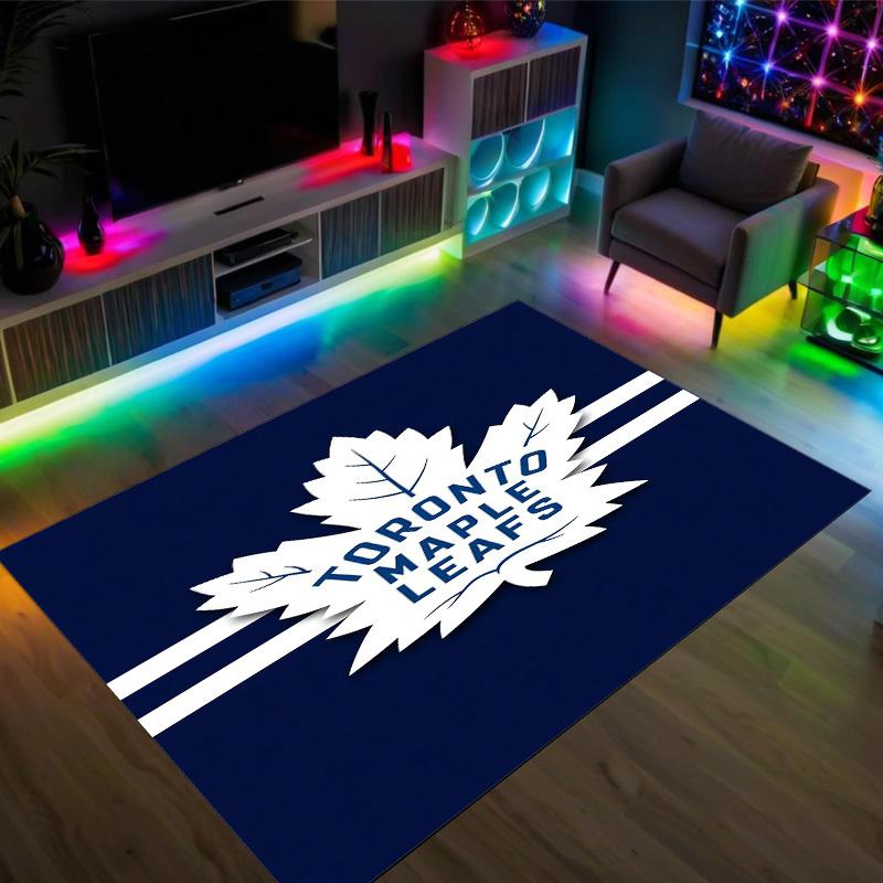 Toronto Maple Leafs Design Crystal Velvet Carpet Cozy Non?Slip Printed Rug For Bedroom Living Room Entrance