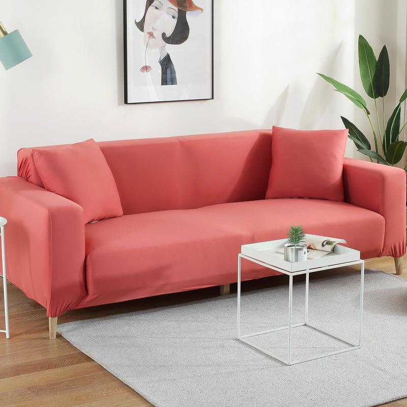 Milk Silk Solid Color Elastic Integrated Sofa Cover All-Inclusive Sofa Slipcover Four Seasons Tight Non-Slip
