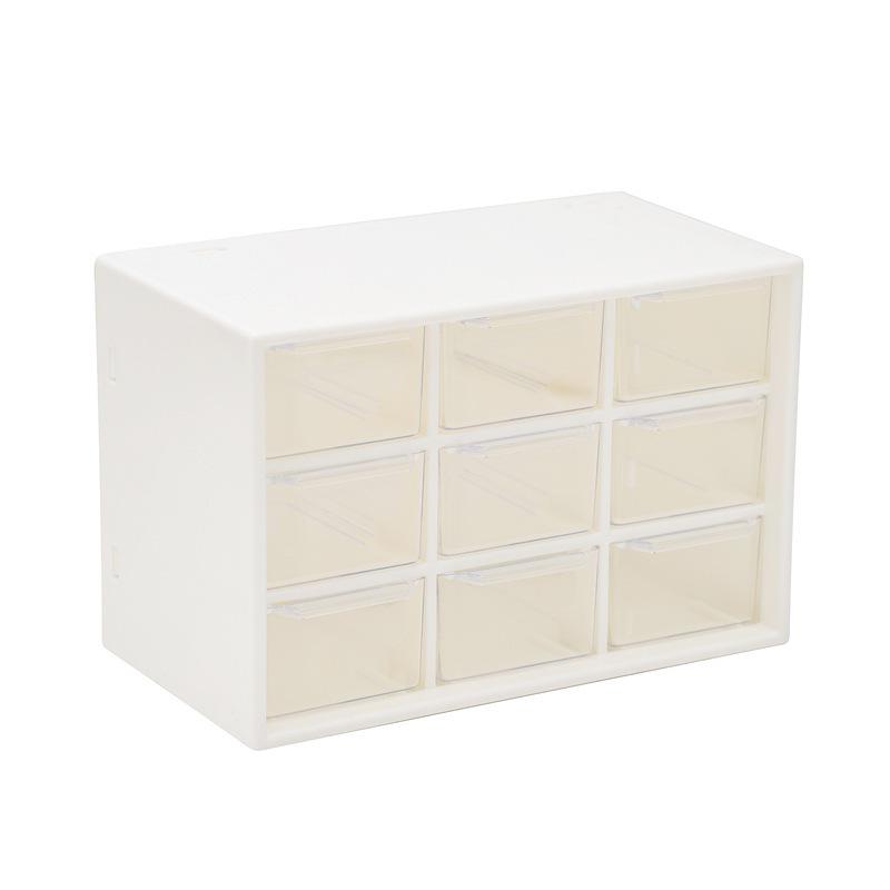 Nine-Grid Desktop Storage Box, Drawer-Style for Desk Organization: Ideal for Dorms, Cosmetics, Stationery, Beads, and Sundries.