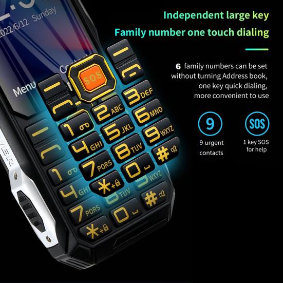Elderly Phone Dual Card Slots Large Screen Loud Sound High Resolution Long Standby Time Double Torch Flashlight Multifunctional Vibration