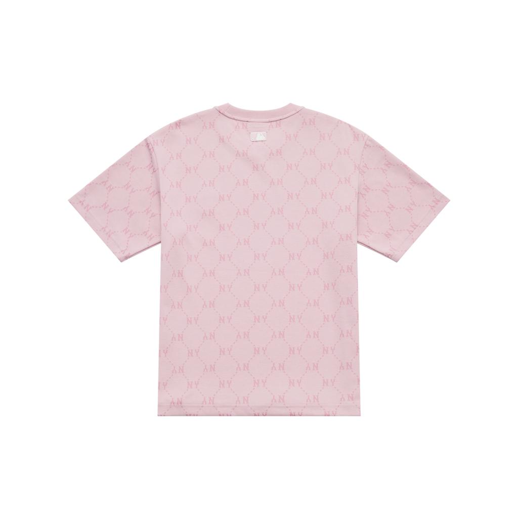 New MLB MONOGRAM Collection New York Yankees SS25 T Shirt Unisex Hemp Pink 3ATSM0153-50PKM