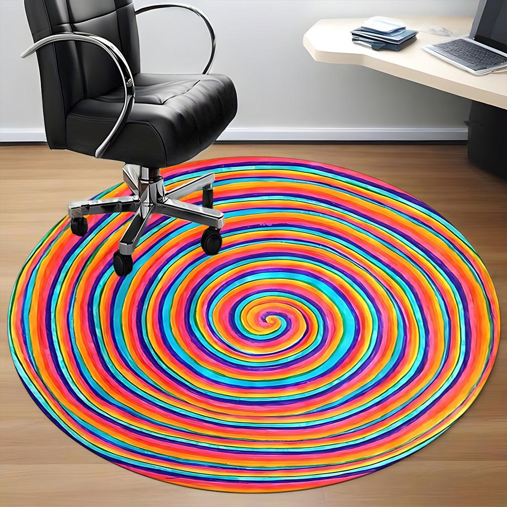 1PC Colorful Spiral Pattern Chair Carpet for Office, Indoor Non-Slip Washable Carpet, Soft Comfortable Mat For Office Room yy250930163