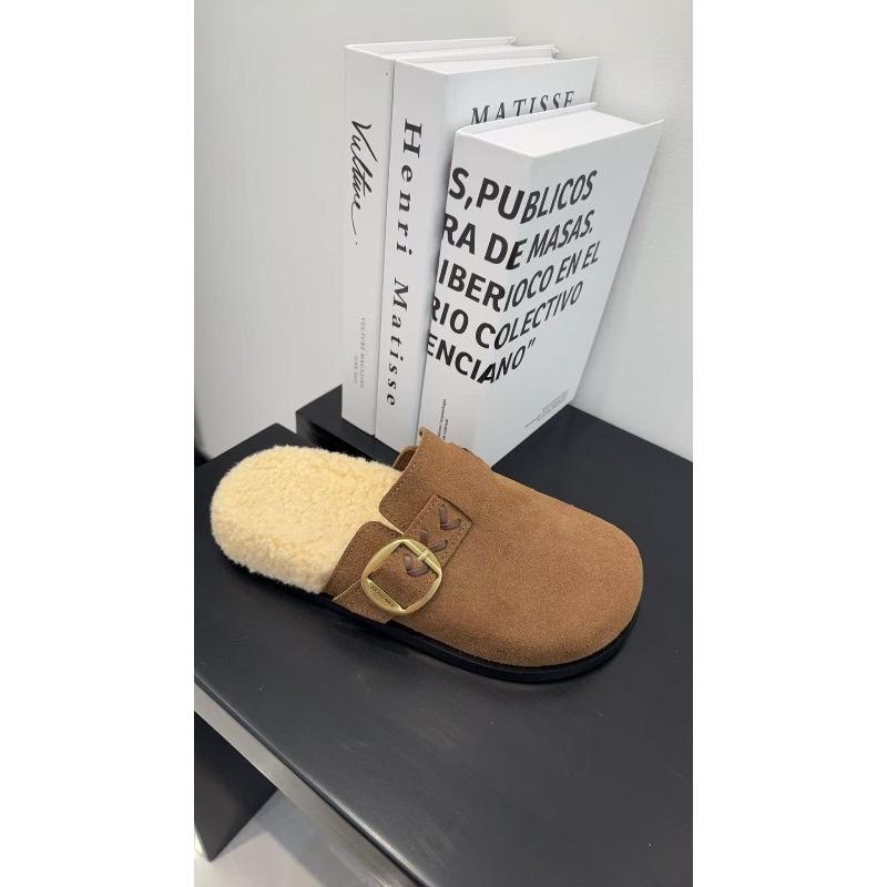 Fashion Baotou Semi-slippers Women's 2025 Winter New One-foot Slip-on Cotton Mop