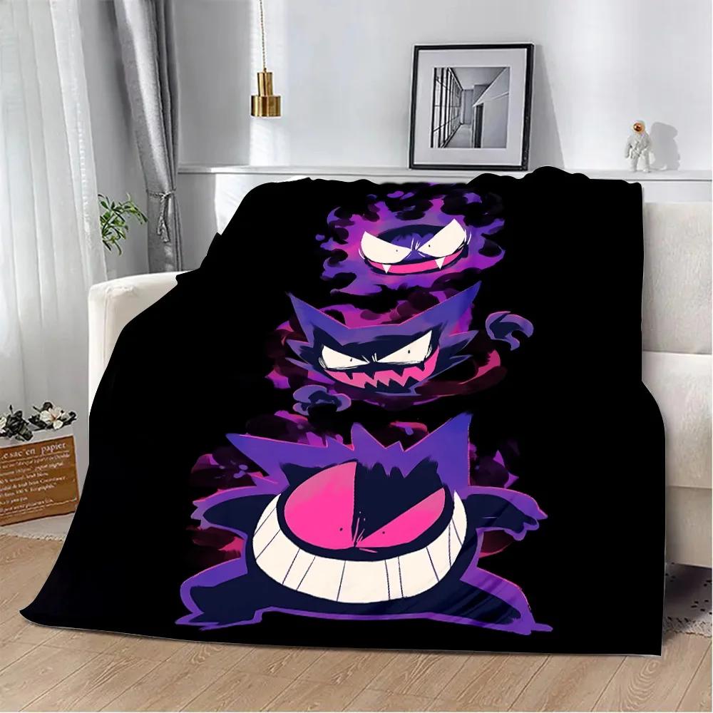 Anime Pokemon Gengar HD Cartoon Printed Blanket Picnic Blankets Warm Blanket Soft and Comfortable Blanket Home Travel Birthday