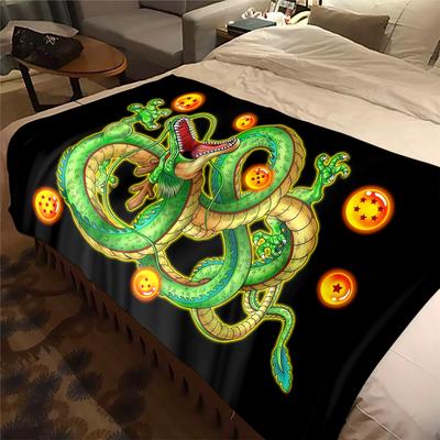 1 STKS Shenron Print Flanellen Deken, Hoge Kwaliteit Alle Seizoenen, Woondecoratie, Warmte en Comfort, Perfect voor Kerstcadeaus