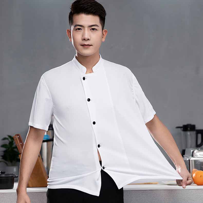 Summer Cool Unisex Chef Jacket Breathable Short Sleeve Cook Shirts Men and Women Restaurant Hotel Uniform Catering Work Coat