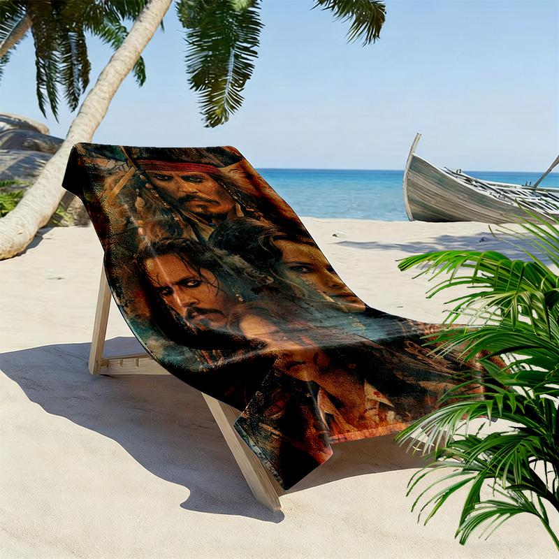Captain Jack Print Beach Towel, Large Soft Quick Dry Towel for Beach Camping Swimming