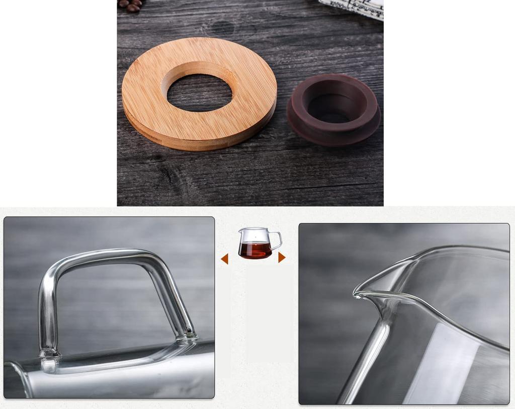 Gugrida 400ml600ml Coffee Server, Drip Coffee Server, Hand Drip Coffee Server, Heat and Cold Resistant, High Boron Silica Glass Material, Non-Toxic,