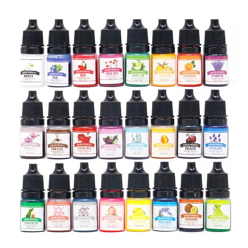 

Epoxy Resin Pigment 24 Colors Transparent Non Toxic UV Epoxy Resin Dye Liquid Resin Coloring Jewelry Making 0.17oz Each 1