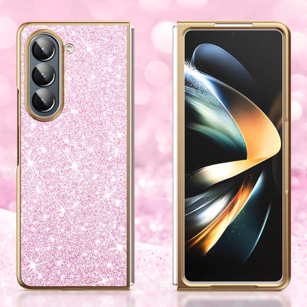 Plating Bling Glitter Phone Case For Samsung Galaxy Z Fold 7 6 5 4 Hard Plastic Shockproof Cover
