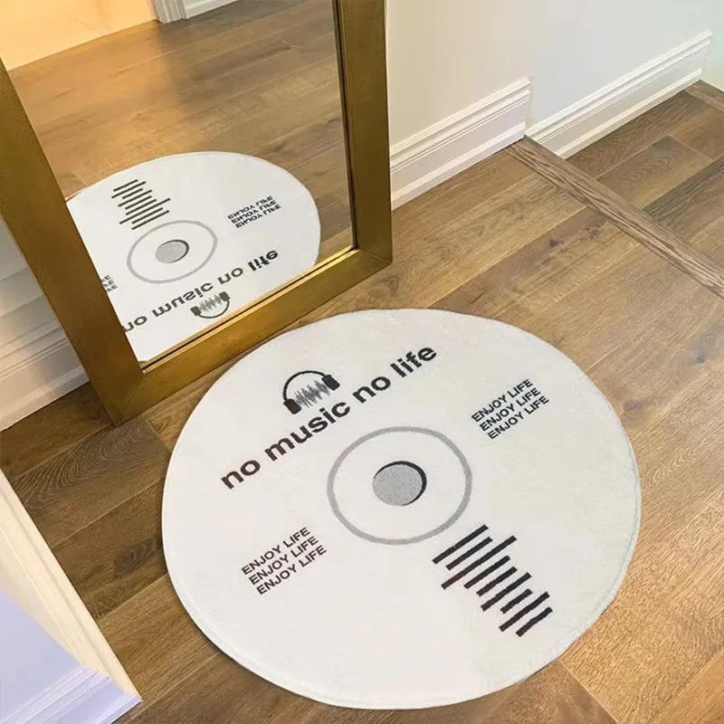 

Record Music CD Rugs Round Game Chair Floor Mat Bedroom Decorations Living Room Carpet Lounge Large Area Rugs Anti slip Mat 100cm