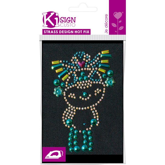 Transfert thermocollant clou et strass Manga Vert 10x6 cm