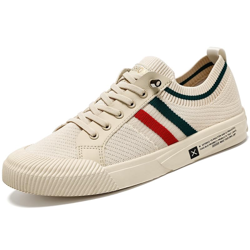 Manantiaar Størrelse Perfekt for Dater Herre Slip-On Sneakers, 26.0cm, Motebevisst, Komfortabel, Khaki,