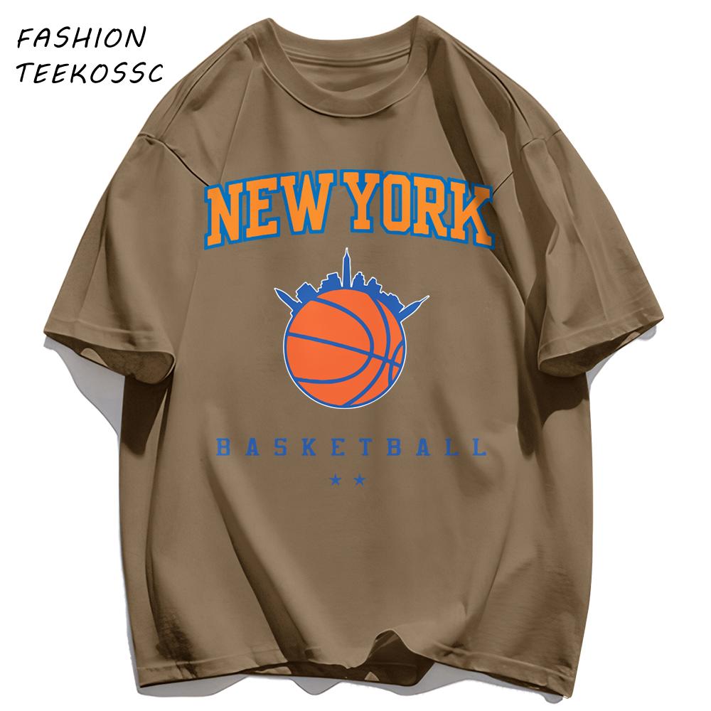 New York Basketball Print Men Basics TShirt Trendy Casual Oversize T Shirts Cotton Soft Streetwear Summer AllMatch Clothes