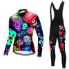 Long Sleeve Cycling Jersey Set Unisex Bib Pants Breathable Moisture Wicking Road Bike Riding