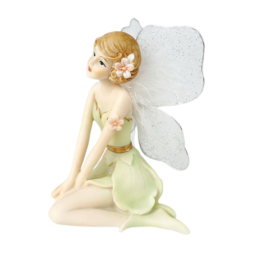 Resin Fairy Sculpture Art Ornament Winged Angel Elf Sculpture Handicraft Holiday Gift Home Decor for Office Garden