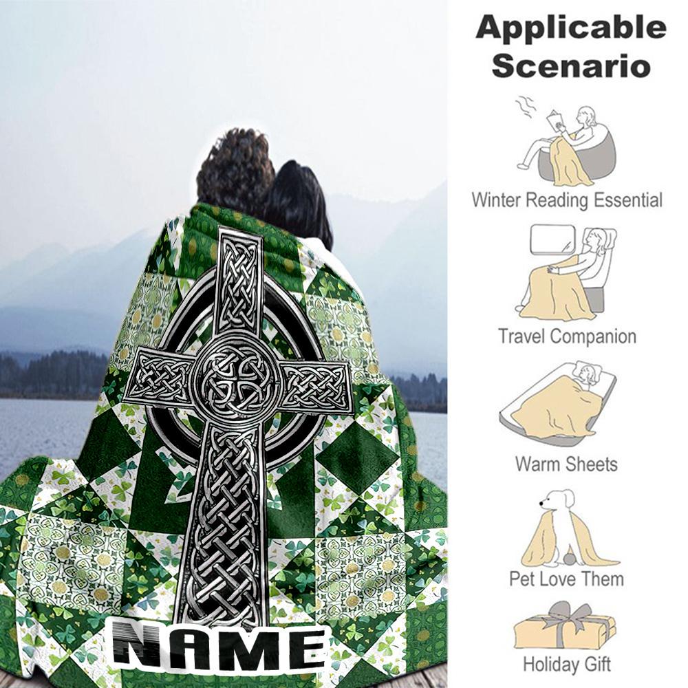 Irish Celtic Knot Customize Your Name Blanket Multi-purpose Personalized Blanket Comfortable for Seaside Livingroom Bedding Office Chair