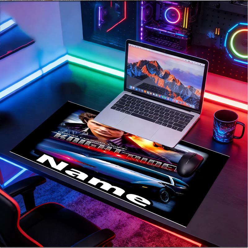 Custom Name Personalized Knight Rider Pattern Mousepad, Laptop PC Desk Mat, Decorative Desk Mat for Home Keyboard Pad Gift