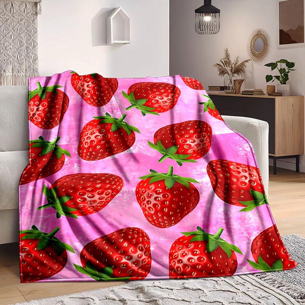 

1pc Strawberry Pattern Blanket Warm, Cozy, And Soft, Suitable for Sofas, Beds, Cars, And Office Use.Perfect for Camping And Travel, Making It a Great 100x150cm