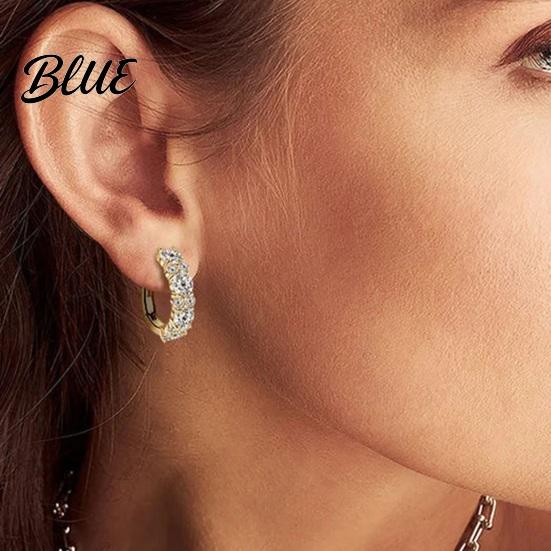 Commuting Earrings 1 Pair Ear-buckle Earrings Circle with Dazzling Cubic
